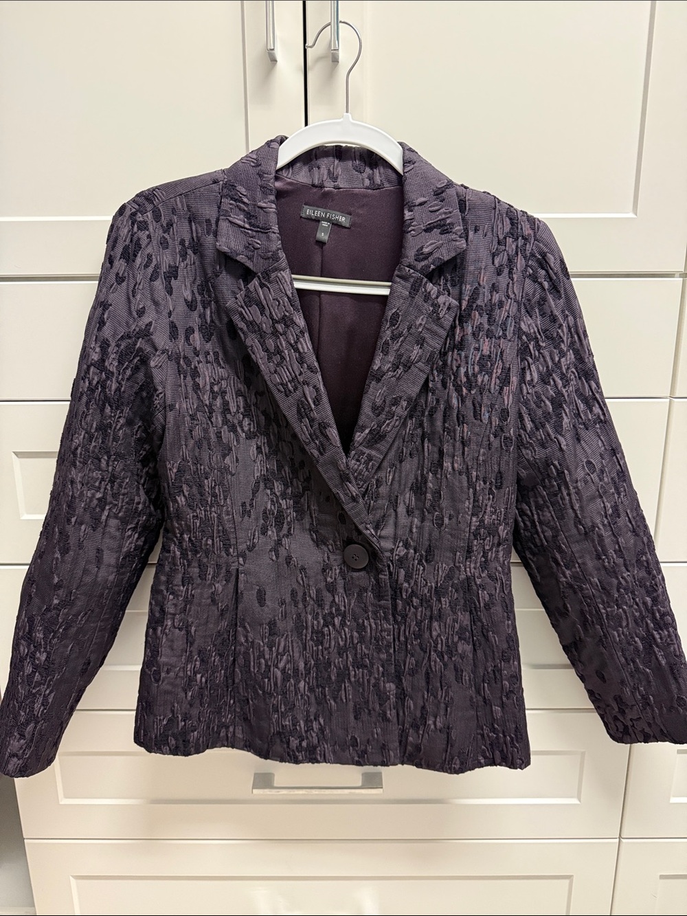 Ellen Tracy Dark Purple Textured Single-Button Blazer